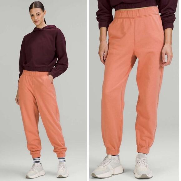 Lululemon relaxed high rise jogger cotton pink Savannah pants casual athletic 8 - Picture 1 of 8